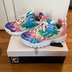 Fila Disruptor II Rainbow Tie Dye Sneakers. Size 6.5